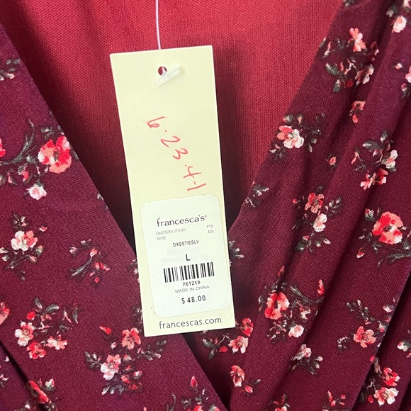 Red Floral Wrap Midi Dress - Size Large NWT - Picture 3 of 4